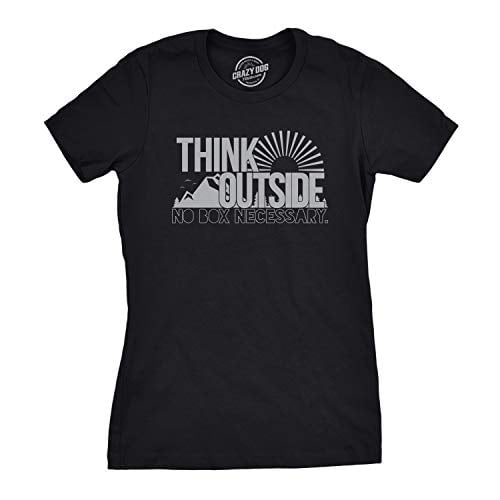 Book Cover Womens Think Outside No Box Necessary Funny Cool Camping Graphic Funny T Shirt