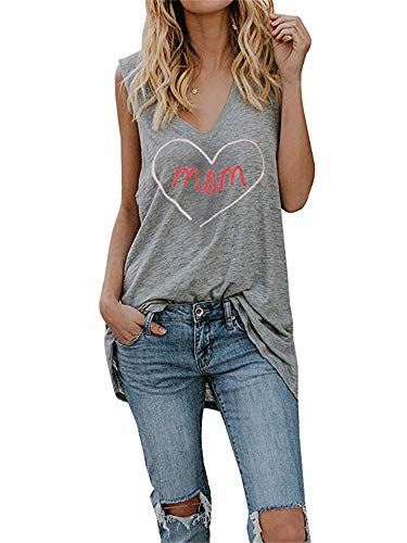 Book Cover YONYWA Womens Graphic Tee V Neck Sleeveless Shirts Casual Loose Summer Tank Tops