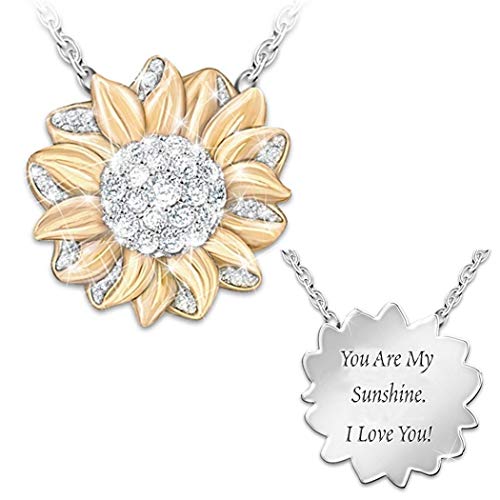 Book Cover Kouye Women Sunflower Pendant Necklace Jewellery Rhinestone Alloy Necklaces Gift Necklaces