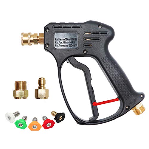 Book Cover EDOU 5000 PSI High Pressure Power Washer Short Gun Kit,includeing 5 Spray Nozzles 1/4'' Quick-Connect M22 Fitting for Honda Excell Troybilt, Simpson,Generac, Briggs Stratton.