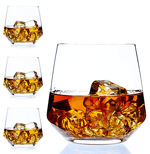 Book Cover Amallino Whiskey Glass Set of 4, Old Fashioned Glass 14oz as Rocks Glasses