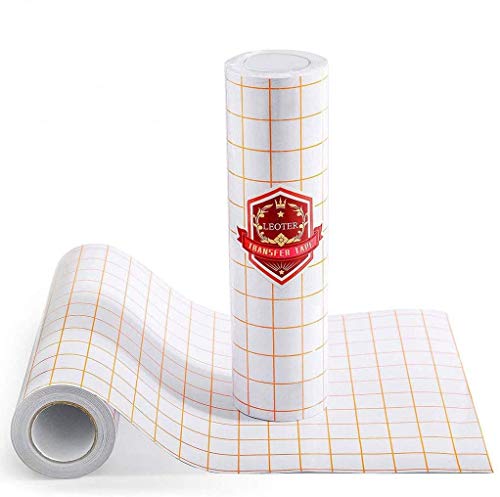 Book Cover LEOTER Clear Vinyl Transfer Paper Tape Roll-12 x 65 FT w/Red Alignment Grid Application Tape for of Cameo or Cricut Self Adhesive Vinyl for Decals, Signs, Walls, Windows and Other Smooth Surfaces