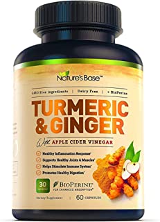 Book Cover Turmeric Curcumin Supplement with Ginger & Apple Cider Vinegar - BioPerine Black Pepper, Tumeric & Ginger - 95% Curcuminoids & Joint Supplement - Antioxidant Tumeric Supplements Capsules