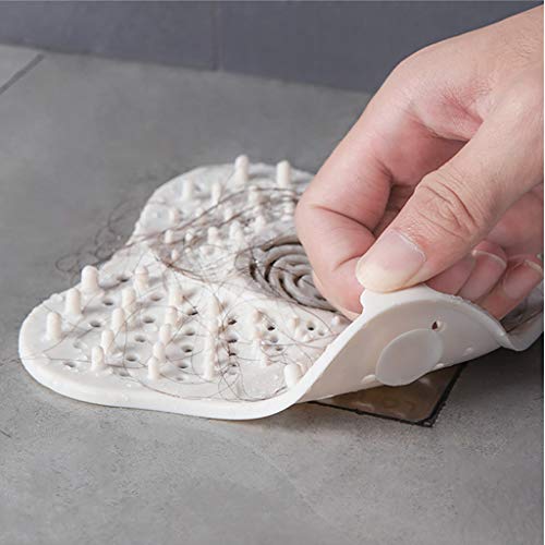 Book Cover Pollyhb Hair Catcher, Shower Strainer Filter, Sink Drain Hair Trap, Silicone Drain Cover Suction, Hair Stopper for Bathroom Bathtub and Kitchen, Easy to Install and Clean, Home Tool Supplies (White)