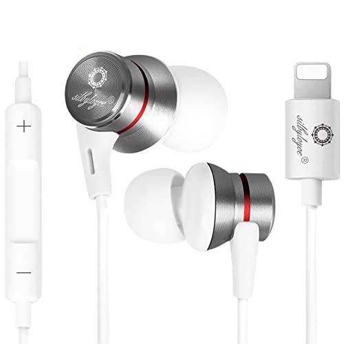 Book Cover iPhone Headphones for iPhone Earbuds for iPhone in-Ear Lightning Headphones silbyloyoe MFi Certified Lightning Earbuds with Mic Controller Compatible iPhone 11 11 Pro X XS Max XR 7 8 Plus White