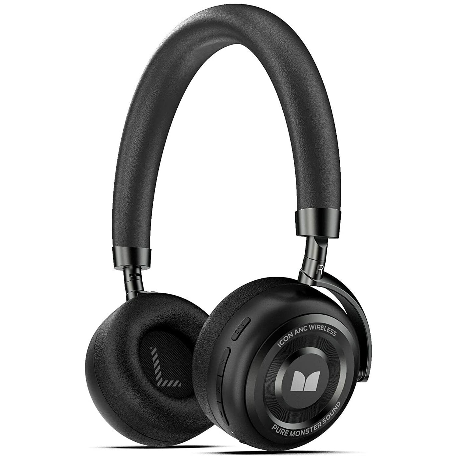 Book Cover Active Noise Cancelling Headphones, Monster Bluetooth Headphones with Carrying Case, Wireless Headphones with Mic and 30 Hours Playtime for Travel/Work, Black