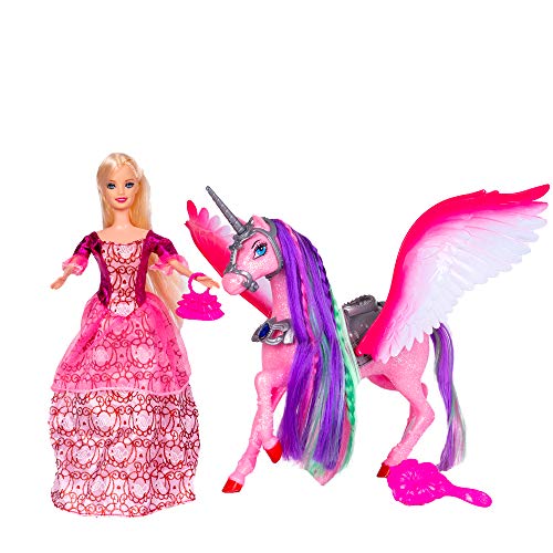 Book Cover Princess Doll and Unicorn, Unicorn Gifts for Girls, Fashion Playset (Red Bettina-66287)