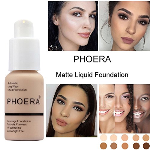 Book Cover MEIHUALU 30ml Soft Matte Full Coverage Liquid Foundation Brighten Highlighting Matte Oil Control Concealer Facial Blemish Concealer Color Changing Foundation for Women Girls (102)