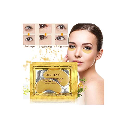 Book Cover 1 Pairs Gold Eye Mask - Crystal Powder Gel Collagen Eye Mask Masks Sheet Patche Under Eye Pads for Dark Circles Puffy (A=1 Pairs)