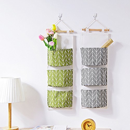 Book Cover Hanging Wall Storage Bag Organizers, 3 Grids Toys Stationery Container Decor Pocket Space Saver Pouch in Bathroom Dorm