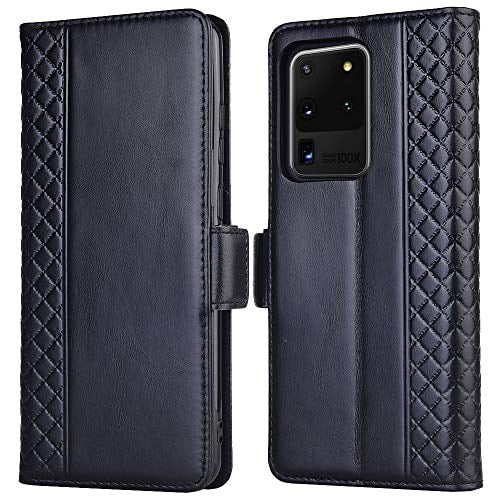 Book Cover Tianniuke Galaxy S20 Ultra Case, Genuine Leather Wallet Case with RFID Blocking and Kickstand Card Holder Wallet Case for Samsung Galaxy S20 Ultra 5G (2020) (Black)